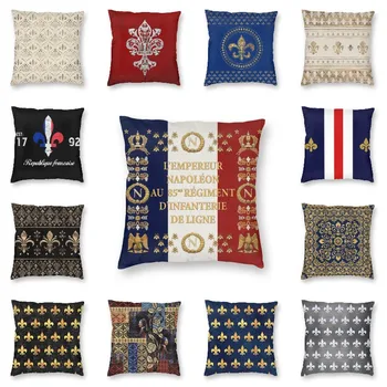 Vibrante Napoleônico francês 85 Regimental Bandeira fronha Decorativa da Casa França Fleur-De-Lis Capa de Almofada de Sofá Decoração