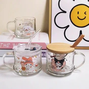 Sanrio Kawaii Kuromi Vidro Cinnamoroll Minha Melodia Doce Anime Cartoon Cozinha de Casa os Alunos as Crianças Seguras e Saudáveis de Leite Copo do Suco