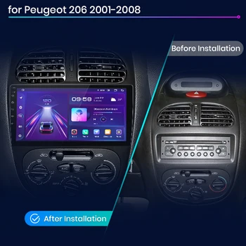Junsun V1 AI de Voz sem Fio CarPlay Android Auto Rádio para Peugeot 206 206CC 206SW 2001 - 2008 Car Multimedia autoradio
