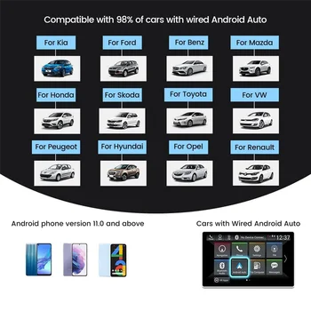 Carlinkit Android Auto Adaptador sem Fio para redes com Fio para Atualização AA AA sem Fio, Auto Ligação, 5G wi-Fi, Android Auto Dongle sem Fios