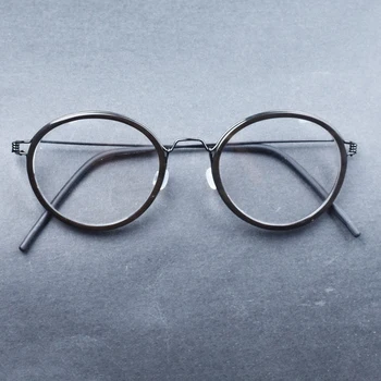 Feito à mão Natural de Chifre de Búfalo oval de titânio Óptico de óculos de leitura personalidade Óculos de Armação de Moda unissex requintado óculos