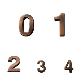 Nova Bronze Dígitos 0-9 Número De Endereço Da Placa De Número De Porta Moderna Dígitos Banhado Etiquetas De Endereço Sinal De Casamento A Decoração Home