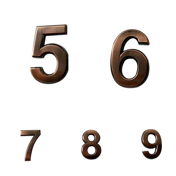 Nova Bronze Dígitos 0-9 Número De Endereço Da Placa De Número De Porta Moderna Dígitos Banhado Etiquetas De Endereço Sinal De Casamento A Decoração Home