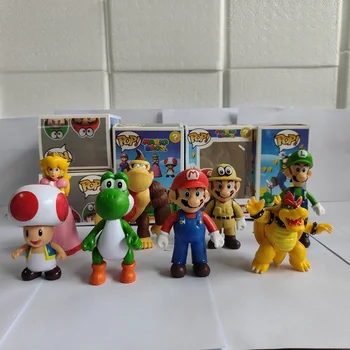 FUNKO POP Super Mario a Figura de Mario Bros, Luigi Yoshi, Toad, Bowser Donkey Kong Cogumelo PVC Figura de Ação do Modelo de Criança Brinquedos de Presente