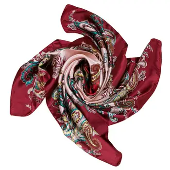 90x90cm Praça Toalha Imitado Tecido de Seda Mulheres Flor de Impressão quebra Cabeça Cachecol Para a Mulher Roupas Acessórios