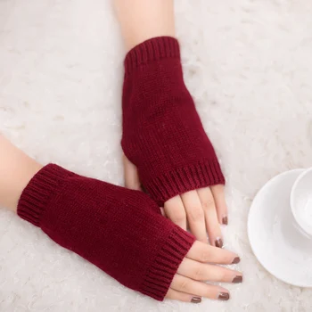 Luvas Sem Dedos Mulheres Inverno Outono Sólido De Malha Metade Do Dedo Quente Ao Ar Livre Moda Estudantes Menina Unissex Casual Mitten