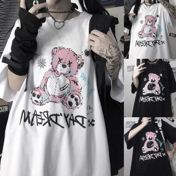 Verão quente Mulheres y2k Streetwear Tops de Impressão Casual gótica Feminina T-shirt Kawaii Unisexo de Manga Curta Anime Oversized t-shirt