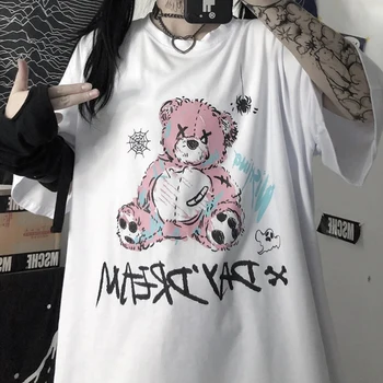 Verão quente Mulheres y2k Streetwear Tops de Impressão Casual gótica Feminina T-shirt Kawaii Unisexo de Manga Curta Anime Oversized t-shirt