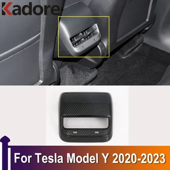 Para o Tesla Model Y 2020 2021 2022 2023 Traseiro, Ar Condicional de Saída da Tampa do Respiro Guarnição Estilo Acessórios de decoração ABS com Fibra de Carbono
