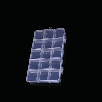 Plástico transparente de Armazenamento de Caixa de Jóias Caso de Exibição Ajustável Recipiente Retângulo DIY Acessórios, Suprimentos 15/24/28 Grades