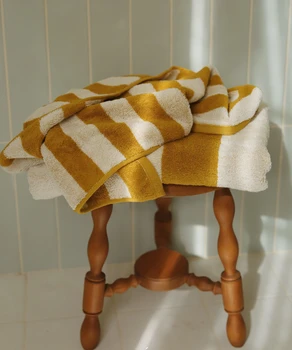 Vintage toalha de banho toalha de cor sólida de algodão da listra vintage toalha de praia unissex