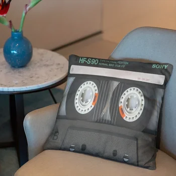 45x45cm Vintage Cassete de Música de Fita Fronha Design Divertido Sofá Capa de Almofada de Impressão Jogar Travesseiro Capa Festa de Casamento Decoração