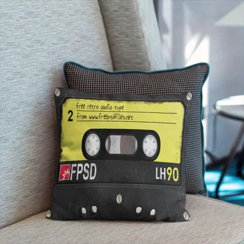 45x45cm Vintage Cassete de Música de Fita Fronha Design Divertido Sofá Capa de Almofada de Impressão Jogar Travesseiro Capa Festa de Casamento Decoração