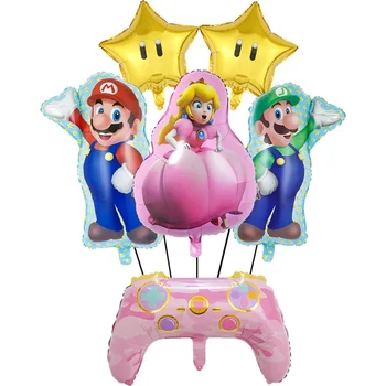 Super Mario Bros Balão Definir A Princesa Peach Balões Terno De Festa Decoração Cor-De-Rosa Decorativa Foto Suprimentos De Aniversário, Chá De Bebê